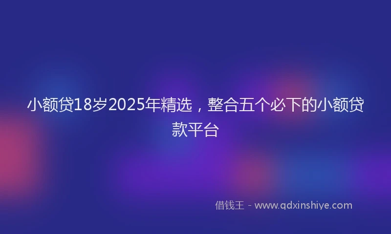 小额贷18岁2025年精选，整合五个必下的小额贷款平台
