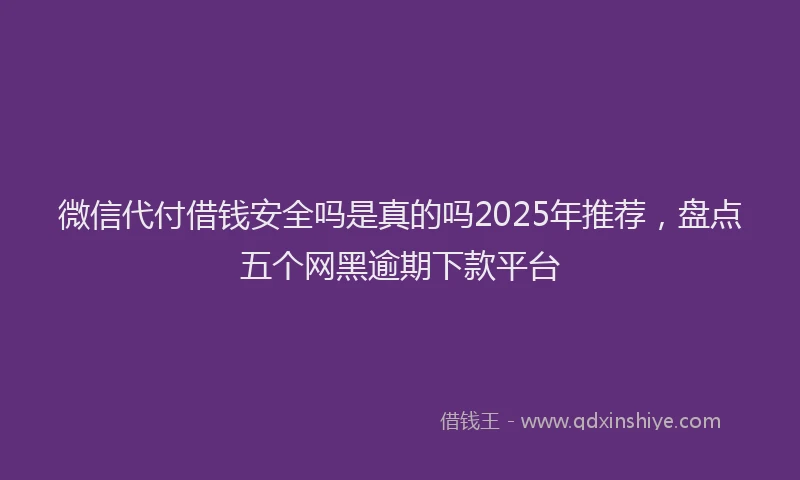 微信代付借钱安全吗是真的吗2025年推荐，盘点五个网黑逾期下款平台