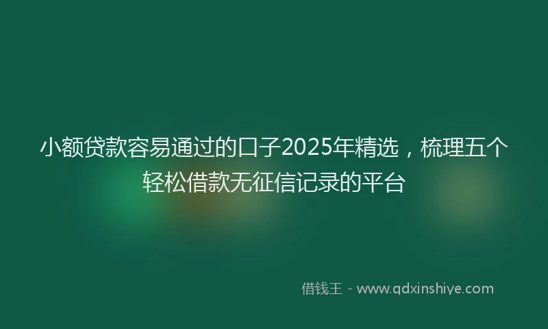 小额贷款容易通过的口子2025年精选，梳理五个轻松借款无征信记录的平台