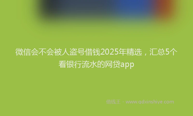 微信会不会被人盗号借钱2025年精选，汇总5个看银行流水的网贷app