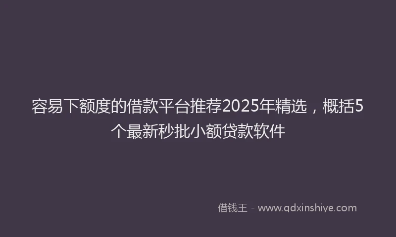 容易下额度的借款平台推荐2025年精选，概括5个最新秒批小额贷款软件