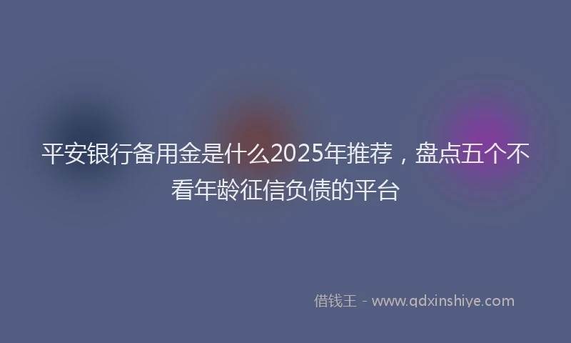 平安银行备用金是什么2025年推荐，盘点五个不看年龄征信负债的平台