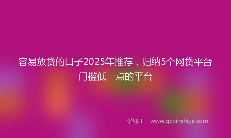 容易放贷的口子2025年推荐，归纳5个网贷平台门槛低一点的平台