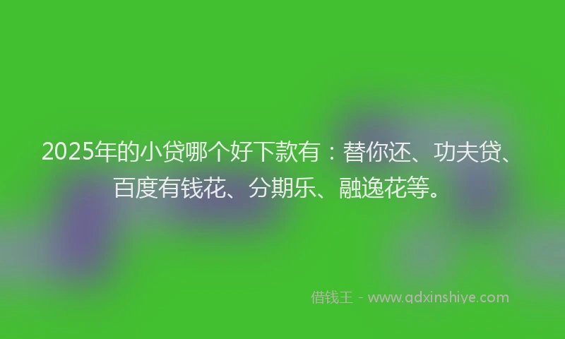 2025年的小贷哪个好下款有：替你还、功夫贷、百度有钱花、分期乐、融逸花等。