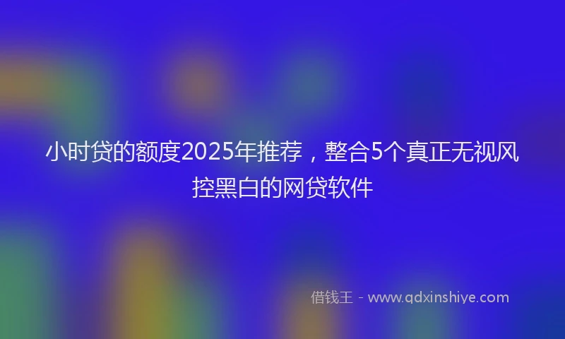 小时贷的额度2025年推荐，整合5个真正无视风控黑白的网贷软件