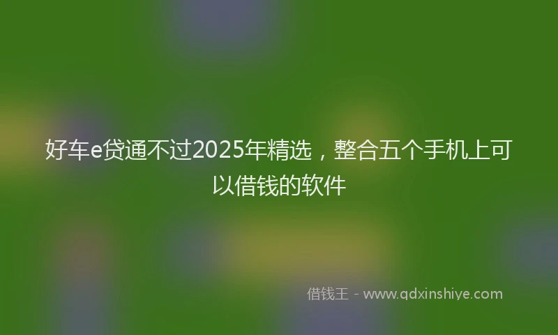 好车e贷通不过2025年精选，整合五个手机上可以借钱的软件