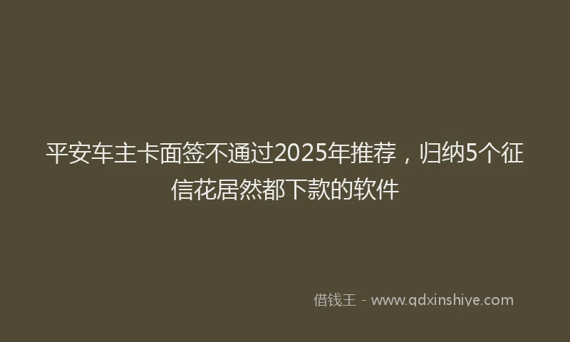 平安车主卡面签不通过2025年推荐，归纳5个征信花居然都下款的软件
