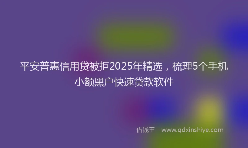 平安普惠信用贷被拒2025年精选，梳理5个手机小额黑户快速贷款软件