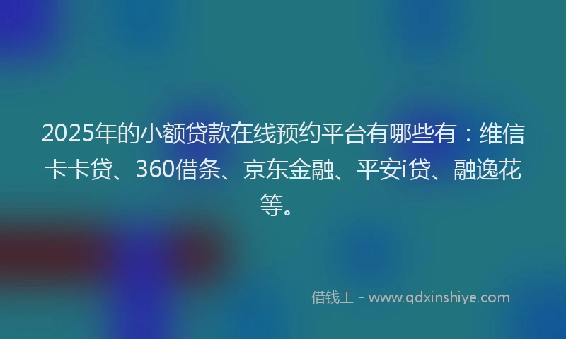 2025年的小额贷款在线预约平台有哪些有：维信卡卡贷、360借条、京东金融、平安i贷、融逸花等。