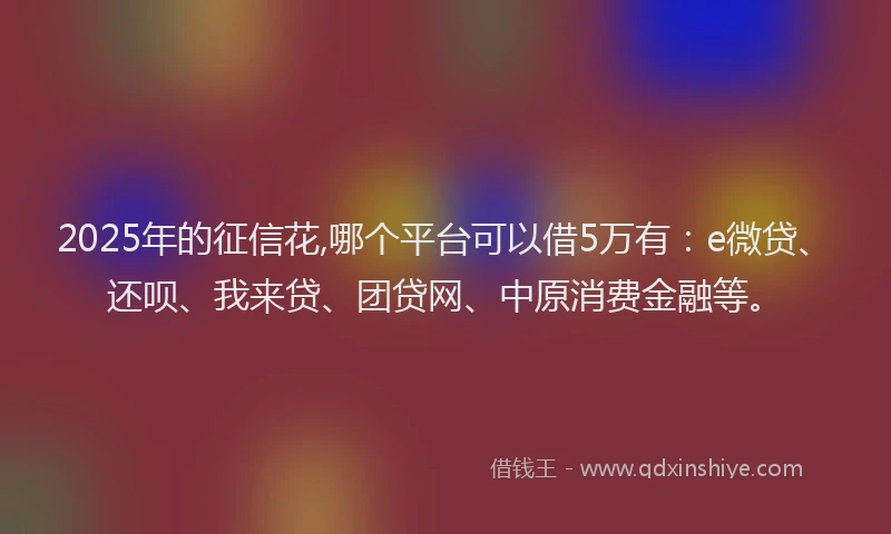 2025年的征信花,哪个平台可以借5万有：e微贷、还呗、我来贷、团贷网、中原消费金融等。