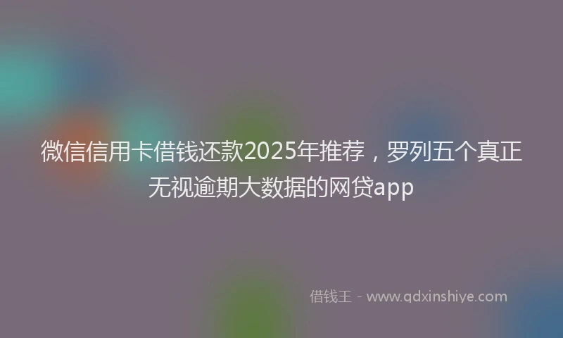 微信信用卡借钱还款2025年推荐，罗列五个真正无视逾期大数据的网贷app