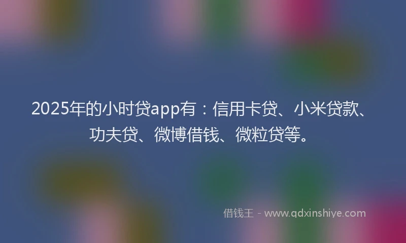 2025年的小时贷app有：信用卡贷、小米贷款、功夫贷、微博借钱、微粒贷等。