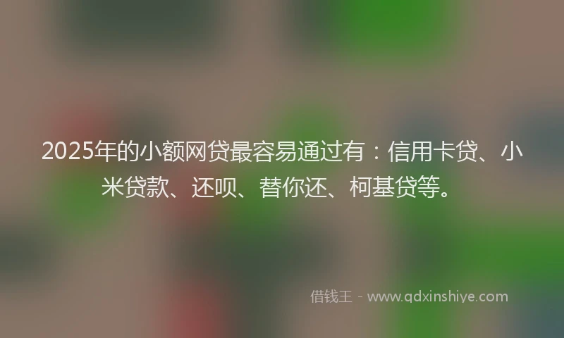 2025年的小额网贷最容易通过有：信用卡贷、小米贷款、还呗、替你还、柯基贷等。