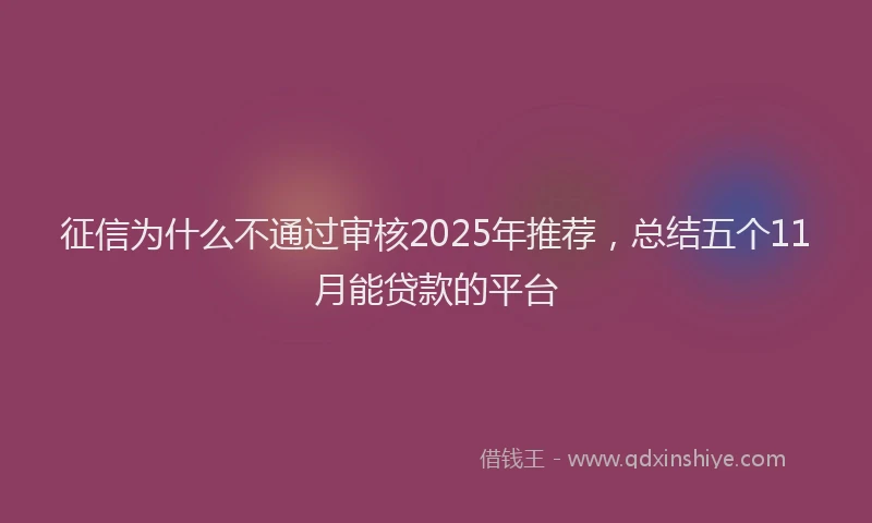 征信为什么不通过审核2025年推荐，总结五个11月能贷款的平台