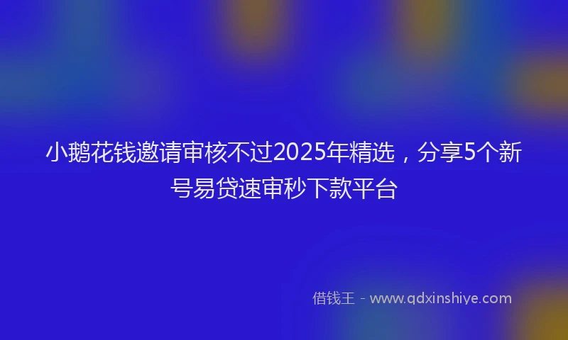 小鹅花钱邀请审核不过2025年精选，分享5个新号易贷速审秒下款平台
