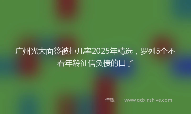 广州光大面签被拒几率2025年精选，罗列5个不看年龄征信负债的口子