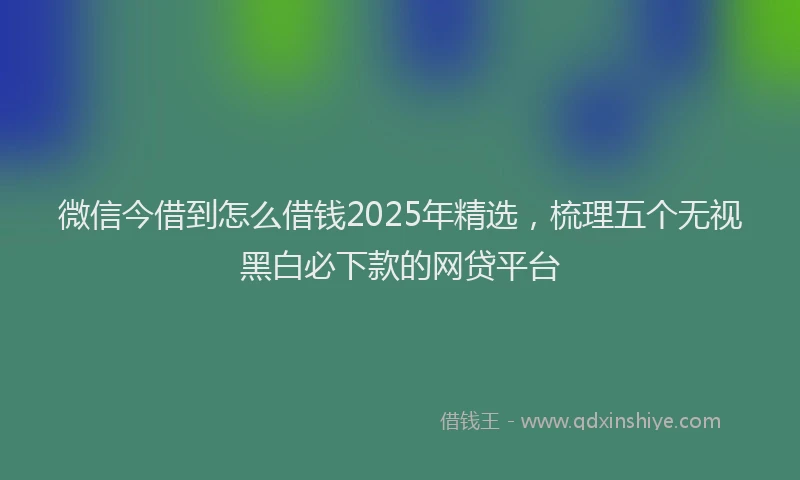微信今借到怎么借钱2025年精选，梳理五个无视黑白必下款的网贷平台