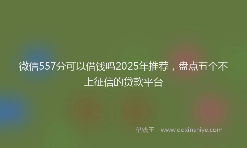 微信557分可以借钱吗2025年推荐，盘点五个不上征信的贷款平台