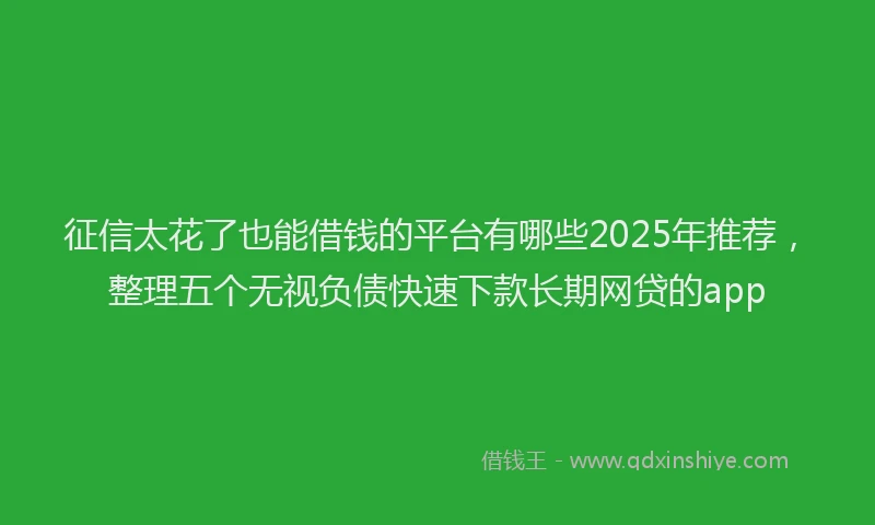 征信太花了也能借钱的平台有哪些2025年推荐，整理五个无视负债快速下款长期网贷的app