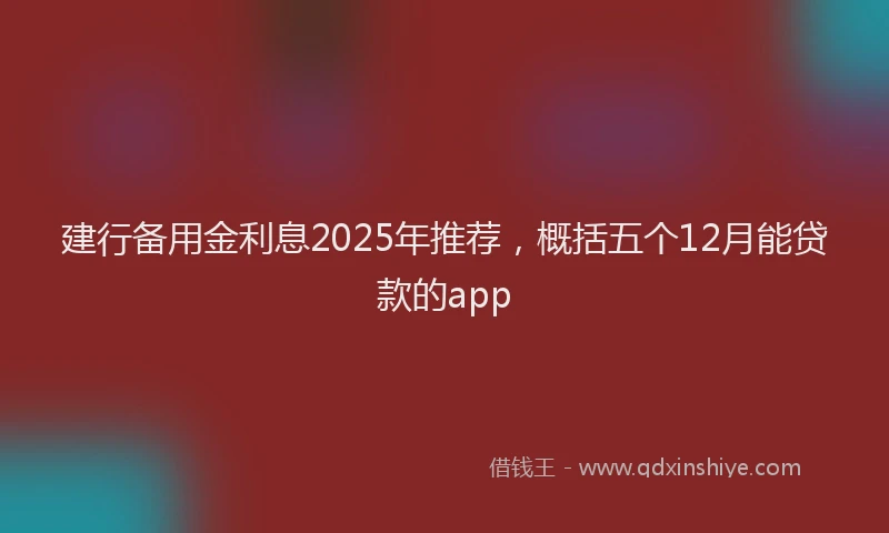 建行备用金利息2025年推荐，概括五个12月能贷款的app
