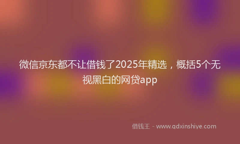 微信京东都不让借钱了2025年精选，概括5个无视黑白的网贷app