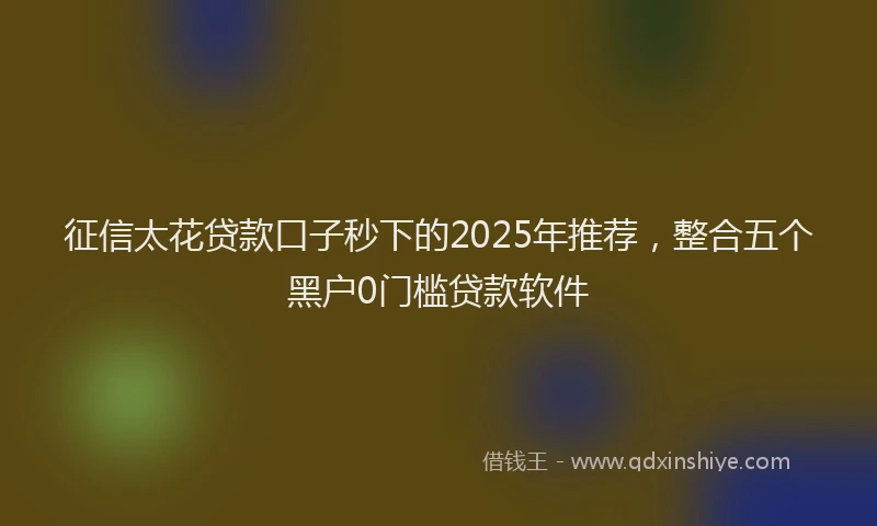 征信太花贷款口子秒下的2025年推荐，整合五个黑户0门槛贷款软件