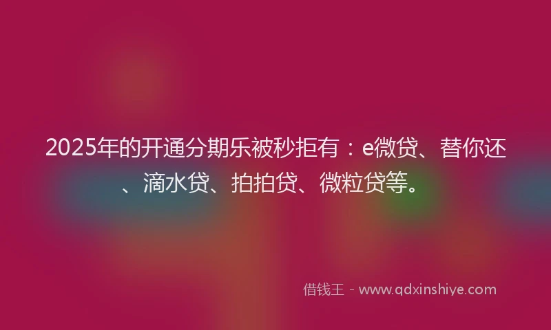2025年的开通分期乐被秒拒有：e微贷、替你还、滴水贷、拍拍贷、微粒贷等。