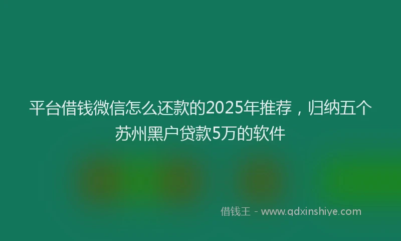 平台借钱微信怎么还款的2025年推荐，归纳五个苏州黑户贷款5万的软件