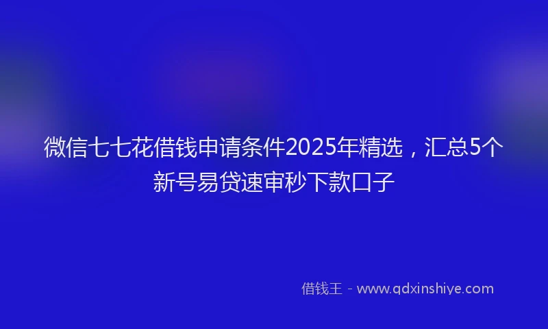 微信七七花借钱申请条件2025年精选，汇总5个新号易贷速审秒下款口子