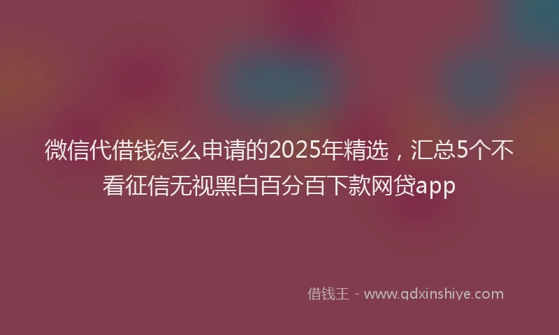 微信代借钱怎么申请的2025年精选，汇总5个不看征信无视黑白百分百下款网贷app