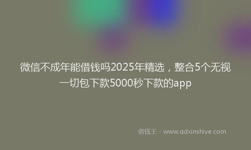 微信不成年能借钱吗2025年精选，整合5个无视一切包下款5000秒下款的app