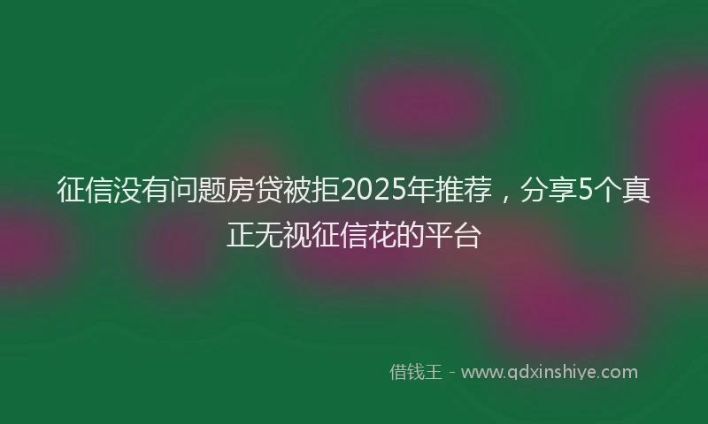 征信没有问题房贷被拒2025年推荐，分享5个真正无视征信花的平台