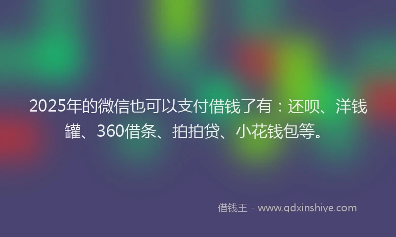 2025年的微信也可以支付借钱了有：还呗、洋钱罐、360借条、拍拍贷、小花钱包等。