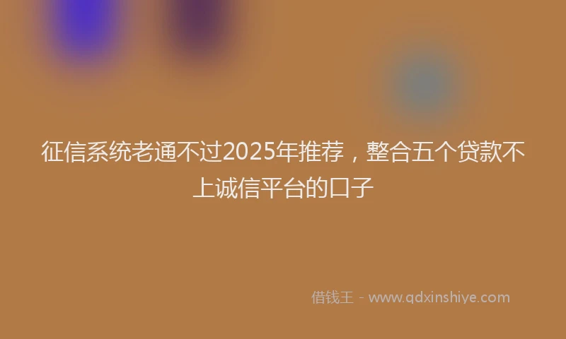 征信系统老通不过2025年推荐，整合五个贷款不上诚信平台的口子