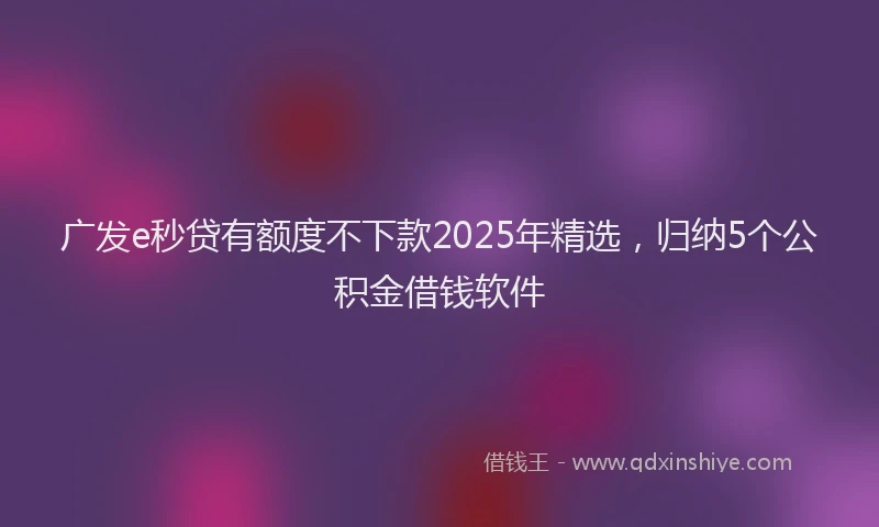 广发e秒贷有额度不下款2025年精选，归纳5个公积金借钱软件