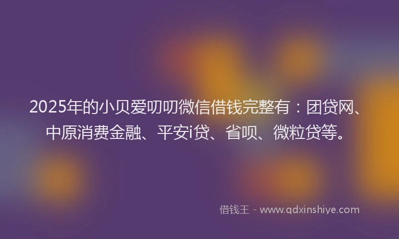 2025年的小贝爱叨叨微信借钱完整有：团贷网、中原消费金融、平安i贷、省呗、微粒贷等。