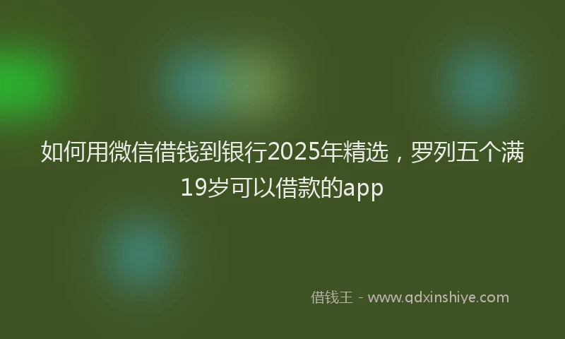 如何用微信借钱到银行2025年精选，罗列五个满19岁可以借款的app