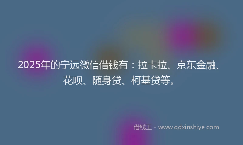 2025年的宁远微信借钱有：拉卡拉、京东金融、花呗、随身贷、柯基贷等。