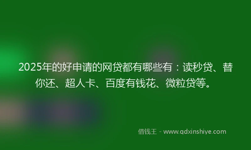 2025年的好申请的网贷都有哪些有：读秒贷、替你还、超人卡、百度有钱花、微粒贷等。