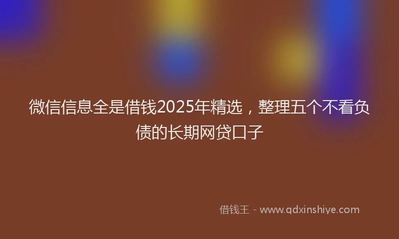 微信信息全是借钱2025年精选，整理五个不看负债的长期网贷口子