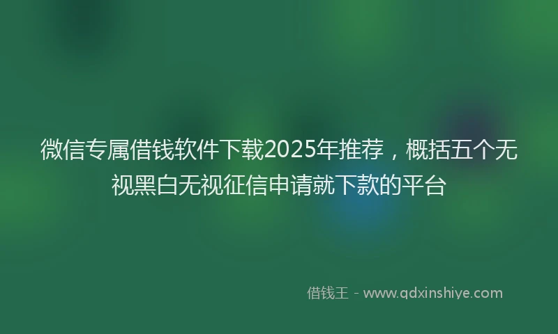 微信专属借钱软件下载2025年推荐，概括五个无视黑白无视征信申请就下款的平台