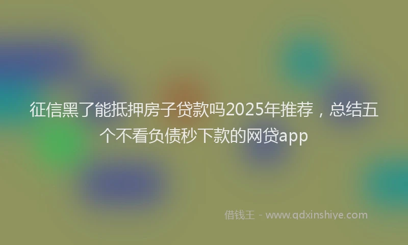 征信黑了能抵押房子贷款吗2025年推荐，总结五个不看负债秒下款的网贷app