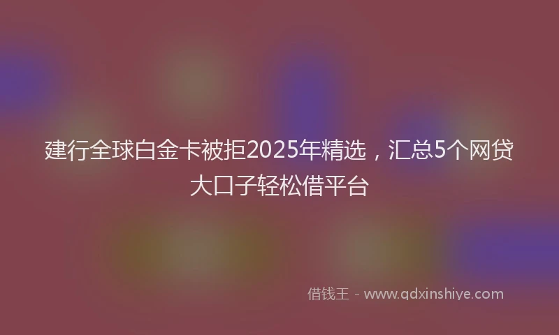 建行全球白金卡被拒2025年精选，汇总5个网贷大口子轻松借平台