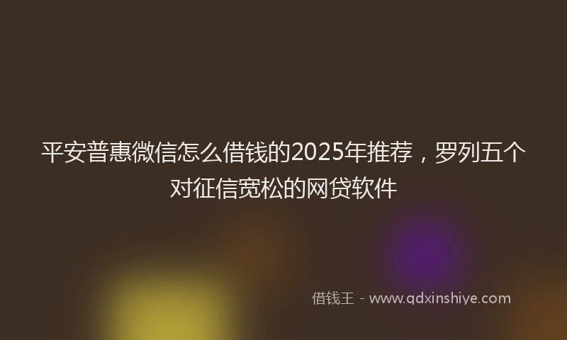 平安普惠微信怎么借钱的2025年推荐，罗列五个对征信宽松的网贷软件