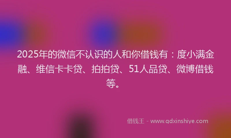 2025年的微信不认识的人和你借钱有：度小满金融、维信卡卡贷、拍拍贷、51人品贷、微博借钱等。