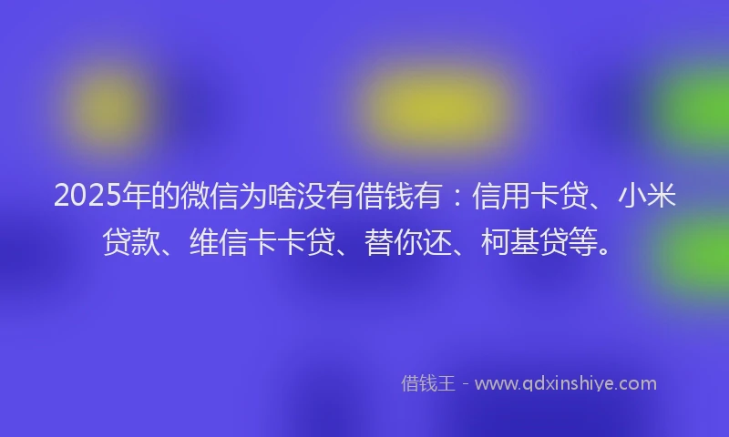 2025年的微信为啥没有借钱有：信用卡贷、小米贷款、维信卡卡贷、替你还、柯基贷等。