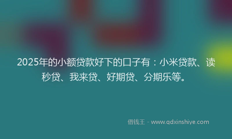 2025年的小额贷款好下的口子有：小米贷款、读秒贷、我来贷、好期贷、分期乐等。