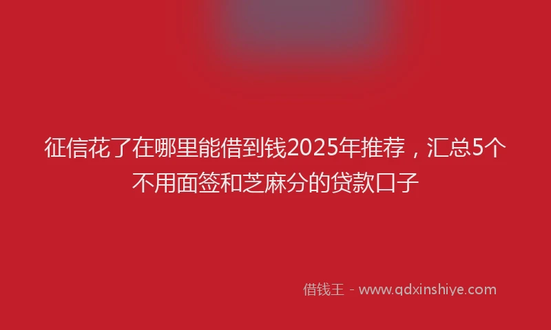 征信花了在哪里能借到钱2025年推荐，汇总5个不用面签和芝麻分的贷款口子