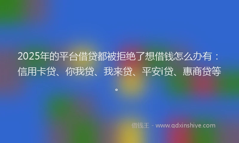 2025年的平台借贷都被拒绝了想借钱怎么办有：信用卡贷、你我贷、我来贷、平安i贷、惠商贷等。