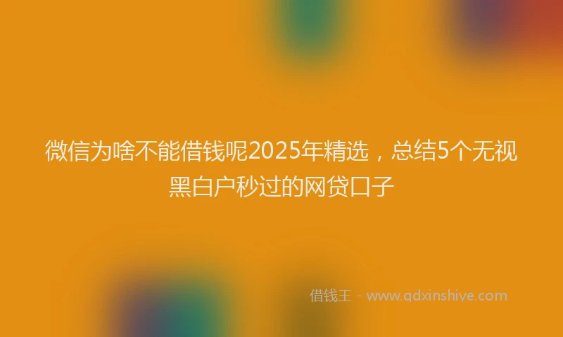 微信为啥不能借钱呢2025年精选，总结5个无视黑白户秒过的网贷口子